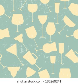 Grunge Retro  Seamless background pattern of retro alcoholic glass.