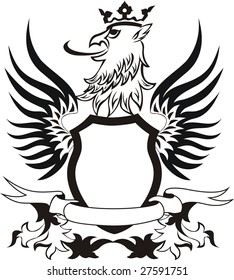 Grunge retro shield with griffon head