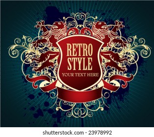 Escudo retro grunge. Vector.