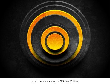 Grunge retro tech abstract black orange background with circles. Vector design