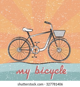 grunge retro vector illustration of  bicycle