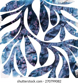 Grunge retro watercolor pattern of colored leaves. Vector