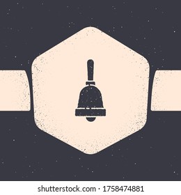 Icono de timbre de sondeo aislado en fondo gris. Símbolo de alarma, campana de servicio, señal de timbre, símbolo de notificación. Dibujo vintage monocromo. Ilustración vectorial