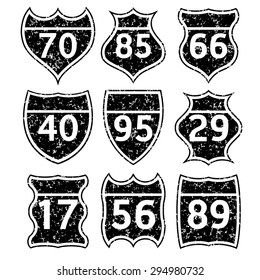 grunge road signs set