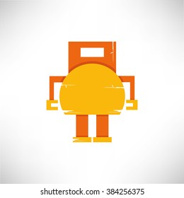 grunge robot, robot icon