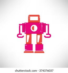 grunge robot icon, grunge style robot