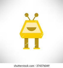 grunge robot icon, grunge style robot
