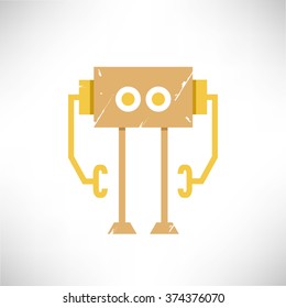 grunge robot icon, grunge style robot