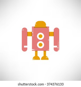 grunge robot icon, grunge style robot