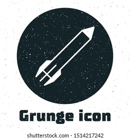 Grunge Rocket icon isolated on white background.  Vector Illustration