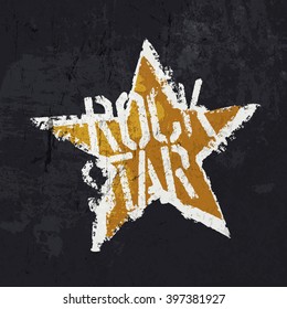 Grunge "Rockstar" Illustration. Design-Vorlage: Symbol und brüchiger Hintergrund.