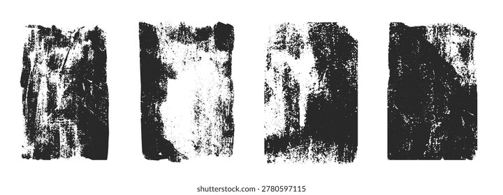 Grunge rolled ink stamp texture frame. Noice distress vintage craft paint splatter borders. Rectangle vertical backgrounds. Linocut relief printing 