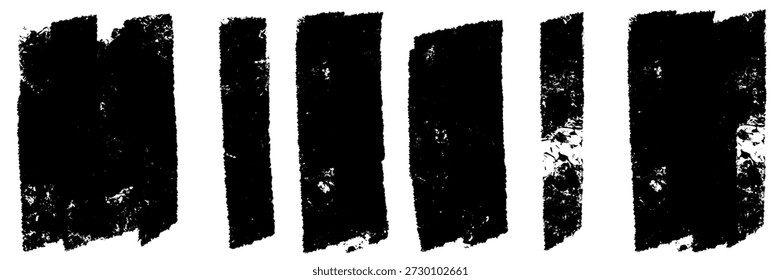 Textura de rodillo grunge mezclado con líneas de linóleo atrevidas. Las capas de pintura en bruto se mezclan con pinceladas, agregando energía grunge cruda con acentos repetidos de rodillo, pincel y pintura en estilo linocut.