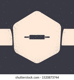 Grunge Rolling pin icon isolated on grey background. Monochrome vintage drawing. Vector Illustration