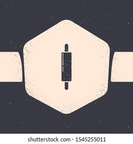 Grunge Rolling pin icon isolated on grey background. Monochrome vintage drawing. Vector Illustration