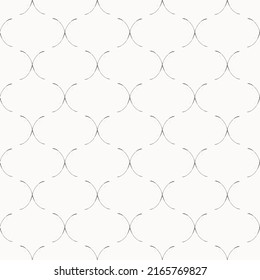 Grunge Roman Ogee Abstract Vector Seamless Pattern Background With Retro Shapes Net Texture. Neutral Black White Geometric Backdrop. Fine Brush Stroke Monochrome Chicken Wire Style Repeat Print