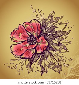 Grunge rose flower high quality drawing