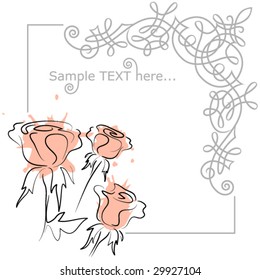 grunge roses with oriental frame