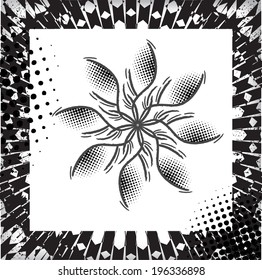 Grunge rosette with frame. Vector. Decorative elements.