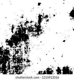 Grunge rough dirty background. Distress urban used texture. Brushed black paint cover. Overlay aged grainy messy template. Renovate wall scratched backdrop. Empty aging design element. EPS10 vector.