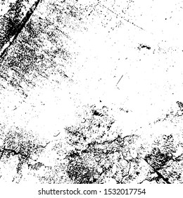Grunge rough dirty background. Distress urban used texture. Brushed black paint cover. Overlay aged grainy messy template. Renovate wall frame grimy backdrop. Empty aging design element. EPS10 vector.
