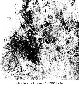 Grunge rough dirty background. Distress urban used texture. Brushed black paint cover. Overlay aged grainy messy template. Renovate wall frame grimy backdrop. Empty aging design element. EPS10 vector.