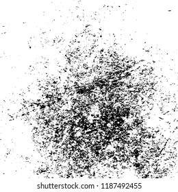 Grunge rough dirty background. Overlay aged grainy messy template. Distress urban used texture. Brushed black paint cover. Renovate wall frame grimy backdrop. Empty aging design element. EPS10 vector.