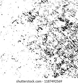 Grunge rough dirty background. Overlay aged grainy messy template. Distress urban used texture. Brushed black paint cover. Renovate wall frame grimy backdrop. Empty aging design element. EPS10 vector.
