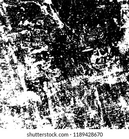 Grunge rough dirty background. Overlay aged grainy messy template. Distress urban used texture. Brushed black paint cover. Renovate wall frame grimy backdrop. Empty aging design element. EPS10 vector.