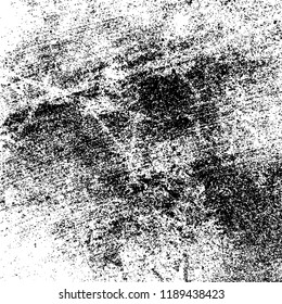 Grunge rough dirty background. Overlay aged grainy messy template. Distress urban used texture. Brushed black paint cover. Renovate wall frame grimy backdrop. Empty aging design element. EPS10 vector.