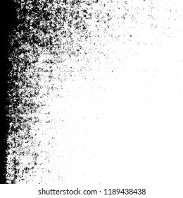 Grunge rough dirty background. Overlay aged grainy messy template. Distress urban used texture. Brushed black paint cover. Renovate wall frame grimy backdrop. Empty aging design element. EPS10 vector.