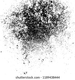 Grunge rough dirty background. Overlay aged grainy messy template. Distress urban used texture. Brushed black paint cover. Renovate wall frame grimy backdrop. Empty aging design element. EPS10 vector.