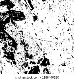 Grunge rough dirty background. Overlay aged grainy messy template. Distress urban used texture. Brushed black paint cover. Renovate wall frame grimy backdrop. Empty aging design element. EPS10 vector.