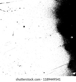 Grunge rough dirty background. Overlay aged grainy messy template. Distress urban used texture. Brushed black paint cover. Renovate wall frame grimy backdrop. Empty aging design element. EPS10 vector.