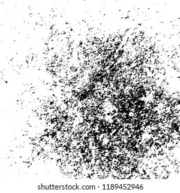 Grunge rough dirty background. Overlay aged grainy messy template. Distress urban used texture. Brushed black paint cover. Renovate wall frame grimy backdrop. Empty aging design element. EPS10 vector.