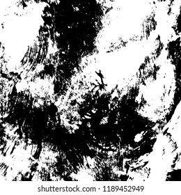 Grunge rough dirty background. Overlay aged grainy messy template. Distress urban used texture. Brushed black paint cover. Renovate wall frame grimy backdrop. Empty aging design element. EPS10 vector.