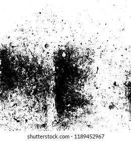 Grunge rough dirty background. Overlay aged grainy messy template. Distress urban used texture. Brushed black paint cover. Renovate wall frame grimy backdrop. Empty aging design element. EPS10 vector.