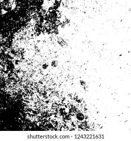 Grunge rough dirty background. Overlay aged grainy messy template. Distress urban used texture. Brushed black paint cover. Renovate wall frame grimy backdrop. Empty aging design element. EPS10 vector.