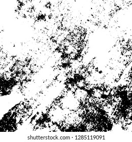 Grunge rough dirty background. Overlay aged grainy messy template. Distress urban used texture. Brushed black paint cover. Renovate wall frame grimy backdrop. Empty aging design element. EPS10 vector.