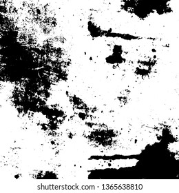 Grunge rough dirty background. Overlay aged grainy messy template. Distress urban used texture. Brushed black paint cover. Renovate wall frame grimy backdrop. Empty aging design element. EPS10 vector