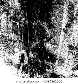 Grunge rough dirty background. Overlay aged grainy messy template. Distress urban used texture. Brushed black paint cover. Renovate wall frame grimy backdrop. Empty aging design element. EPS10 vector.
