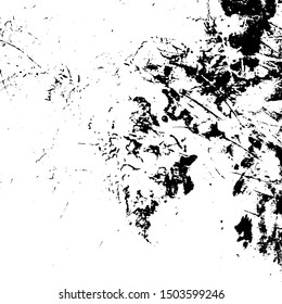Grunge rough dirty background. Overlay aged grainy messy template. Distress urban used texture. Brushed black paint cover. Renovate wall frame grimy backdrop. Empty aging design element. EPS10 vector.