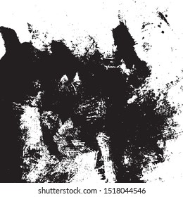 Grunge rough dirty background. Overlay aged grainy messy template. Distress urban used texture. Brushed black paint cover. Renovate wall frame grimy backdrop. Empty aging design element. EPS10 vector.