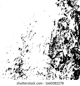 Grunge rough dirty background. Overlay aged grainy messy template. Distress urban used texture. Brushed black paint cover. Renovate wall frame grimy backdrop. Empty aging design element. EPS10 vector