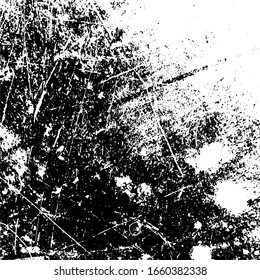 Grunge rough dirty background. Overlay aged grainy messy template. Distress urban used texture. Brushed black paint cover. Renovate wall frame grimy backdrop. Empty aging design element. EPS10 vector
