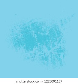 Grunge rough dirty blue square background. Brushed paint cover. Distress urban used texture. Overlay aged grainy messy template. Renovate wall frame grimy backdrop. Empty aging element. EPS10 vector