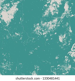 Grunge rough dirty blue square background. Brushed paint cover. Overlay aged grainy messy template. Distress urban used texture. Renovate wall grimy backdrop. Empty aging design element. EPS10 vector