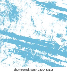 Grunge rough dirty blue square background. Brushed paint cover. Overlay aged grainy messy template. Distress urban used texture. Renovate wall grimy backdrop. Empty aging design element. EPS10 vector