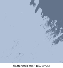 Grunge rough dirty blue square background. Distress urban used texture. Brushed paint cover. Overlay aged grainy messy template. Renovate wall frame grimy backdrop. Empty aging element. EPS10 vector