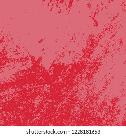 Grunge rough dirty red square background. Distress urban used texture. Overlay aged grainy messy template. Renovate wall frame grimy backdrop. Brushed paint cover. Empty aging element. EPS10 vector